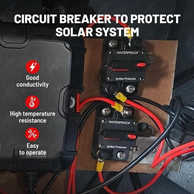 Alt view image 2 of 7 - 300A Circuit Breaker Fuse Holder Manual Reset DC 12-48V Panel Mount Circuit Protection Water Resistant for Boat Trolling Motors Marine ATV Trailers Vehicles Stereo Audio and Solar Energy Systems