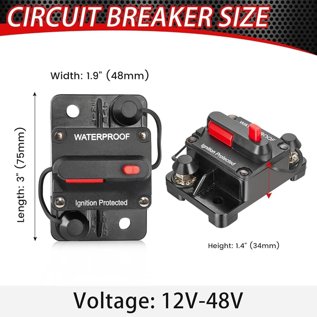 Alt view image 4 of 7 - 300A Circuit Breaker Fuse Holder Manual Reset DC 12-48V Panel Mount Circuit Protection Water Resistant for Boat Trolling Motors Marine ATV Trailers Vehicles Stereo Audio and Solar Energy Systems