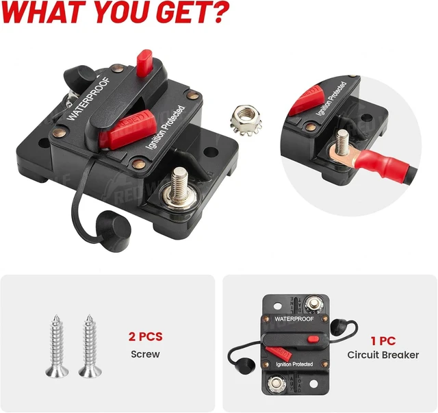 Alt view image 7 of 7 - 300A Circuit Breaker Fuse Holder Manual Reset DC 12-48V Panel Mount Circuit Protection Water Resistant for Boat Trolling Motors Marine ATV Trailers Vehicles Stereo Audio and Solar Energy Systems