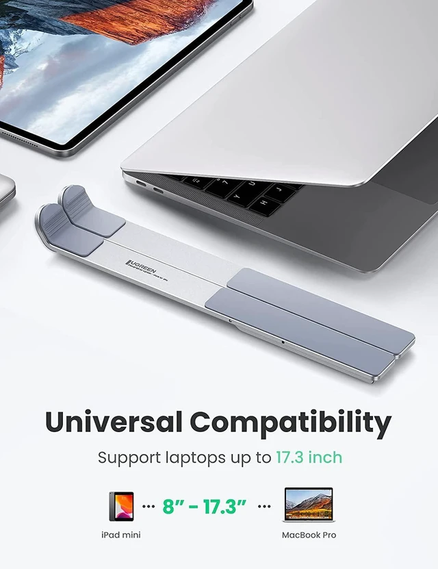 Alt view image 7 of 7 - Adjustable Aluminum Laptop Stand for Laptops up to 17.3 Inch Foldable Notebook Riser 5 Height Levels Portable Desk Computer Holder 11 lbs Capacity with Silicone Pads For MacBook Pro/Air