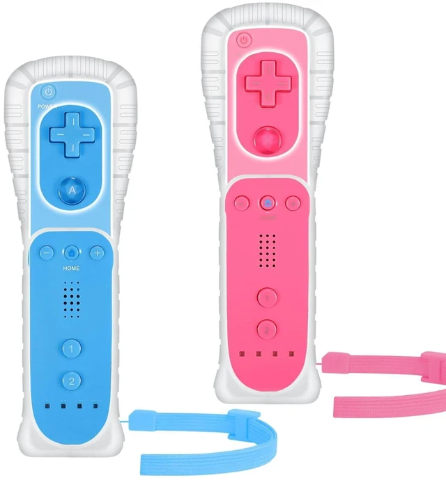 Alt view image 2 of 7 - Wireless Wii Remote Controllers with Bluetooth Connectivity Silicone Cases and Wrist Straps AA Battery Support Docking Station Charging 8 m Wireless Reception For Wii/Wii U Pink and Blue 2-Pack