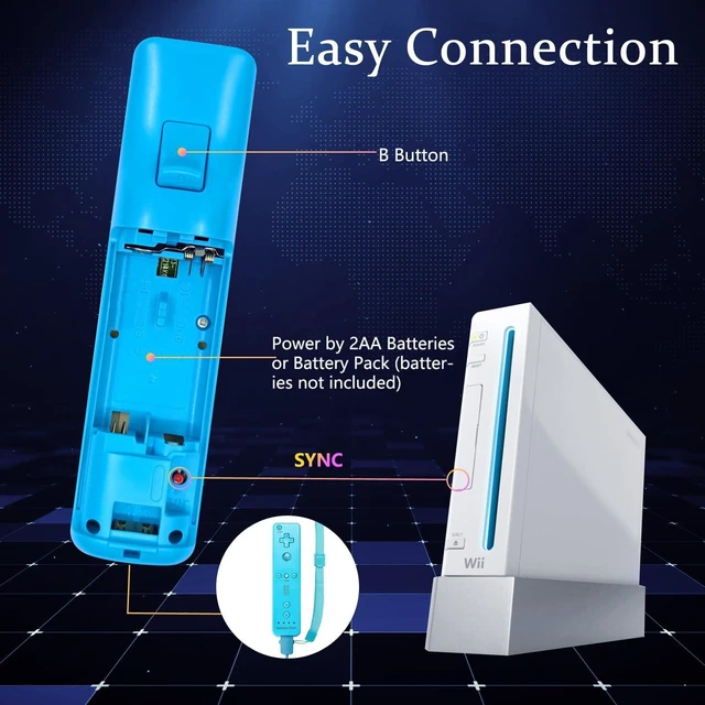 Alt view image 4 of 7 - Wireless Wii Remote Controllers with Bluetooth Connectivity Silicone Cases and Wrist Straps AA Battery Support Docking Station Charging 8 m Wireless Reception For Wii/Wii U Pink and Blue 2-Pack