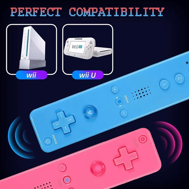 Alt view image 6 of 7 - Wireless Wii Remote Controllers with Bluetooth Connectivity Silicone Cases and Wrist Straps AA Battery Support Docking Station Charging 8 m Wireless Reception For Wii/Wii U Pink and Blue 2-Pack
