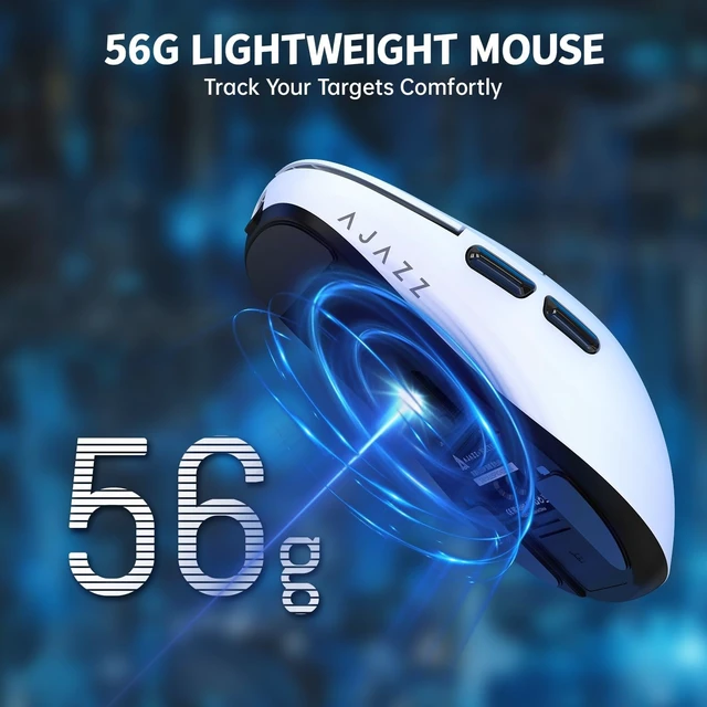 Alt view image 10 of 14 - Ajazz AJ159 Dual Mode 2.4G/USB-C 56g Lightweight Gaming/Office Mouse with PAW3395 Sensor, 5 Programmable Buttons Up to 26KDPI with Magnetic Charging Dock for PC/Laptop/Win/Mac (White)