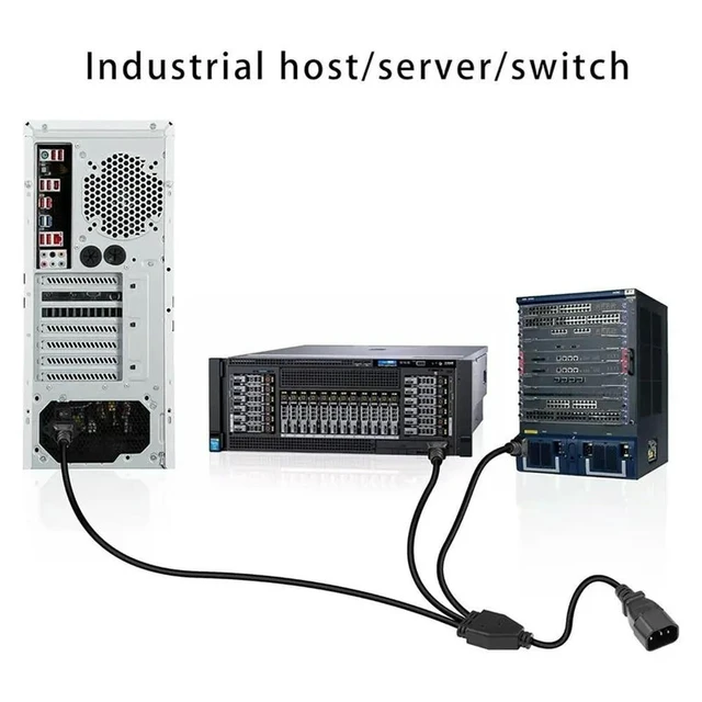 Alt view image 5 of 6 - AC Power Extension Cable C14 Male Connector To C13 Female Socket For Server Switch Four-Wire Configuration