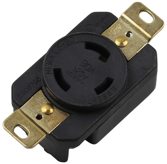 Main image of LK-2331F NEMA L5-30R Locking Female Receptacle Connector 30A 125V 2-Pole 3-Wire Grounding Twist-Lock AC Power Receptacle Industrial Grade PBT Housing with Pure Copper Terminals for Generator