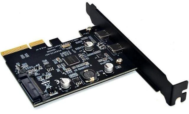 Alt view image 4 of 6 - PCIe x4 to USB-C Expansion Card USB 3.2 Gen 2 10 Gbps Dual Type-C 2-Port Adapter with ASM3142 Chipset SATA 15-Pin Power Full- and Low-Profile Brackets for Windows/Linux