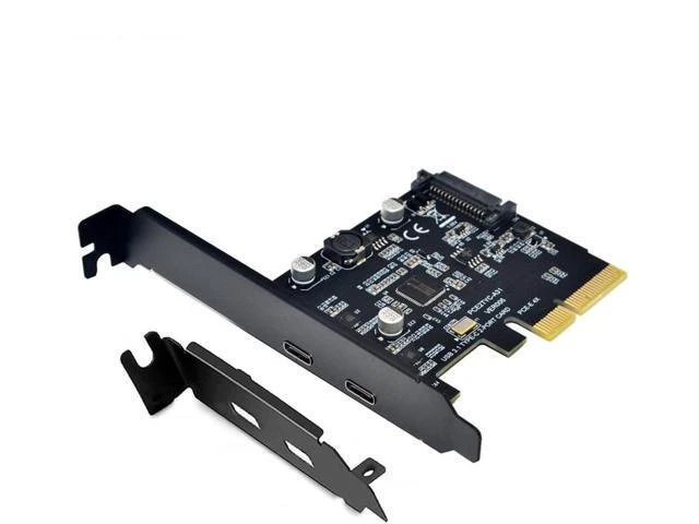 Alt view image 6 of 6 - PCIe x4 to USB-C Expansion Card USB 3.2 Gen 2 10 Gbps Dual Type-C 2-Port Adapter with ASM3142 Chipset SATA 15-Pin Power Full- and Low-Profile Brackets for Windows/Linux