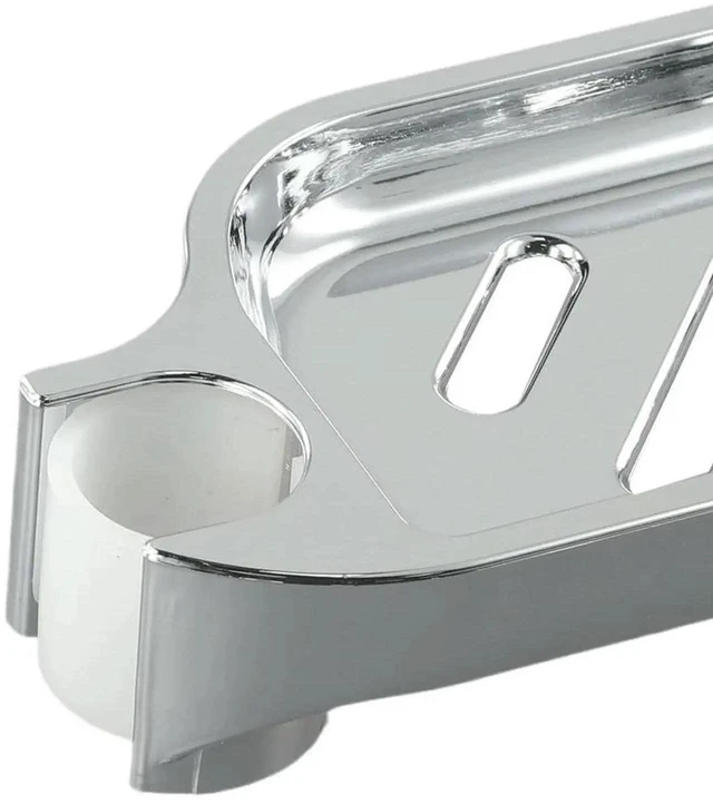 Alt view image 3 of 3 - 24mm Shower Rail Soap Dish Holder ABS Chrome Sliding Bar Soap Tray Detachable Drainable Plastic Bathroom Storage Accessory Tool Free Slide On Mount for Shower Rod Replacement No Drilling