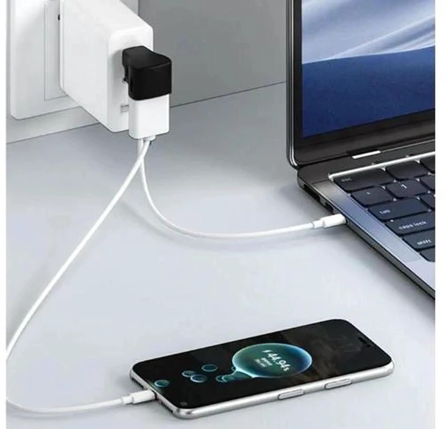 Alt view image 2 of 4 - 2 in 1 USB-C OTG Splitter Adapter Type-C Male to USB-C Female Charging Port and USB-A Female Port Data Sync Pass-Through Charging Cable for Smartphones Tablets and USB-C Devices