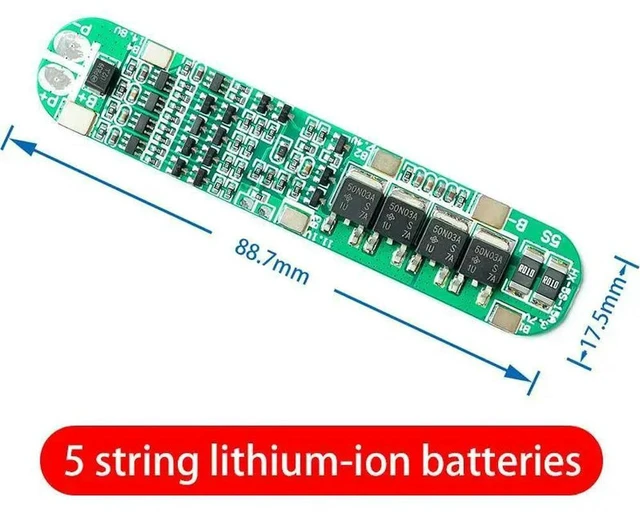 Alt view image 2 of 3 - 5S Lithium BMS Protection Board 18.5V 15A/25A 21V Fully Charged Battery Management Module with Cell Balancing Overcharge Over-Discharge Over-Current Short Circuit Protection 5 Pack