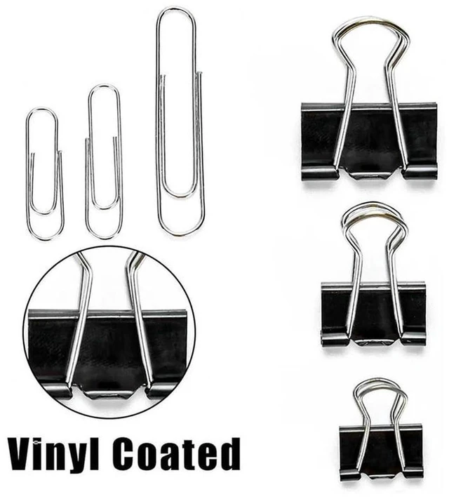 Alt view image 2 of 3 - Metal Paper Clips and Binder Clips Set Assorted Size Paper Clamps for Document Filing and Paper Holding Office Filing Clips for Homework Notes and Invoices 340Pcs
