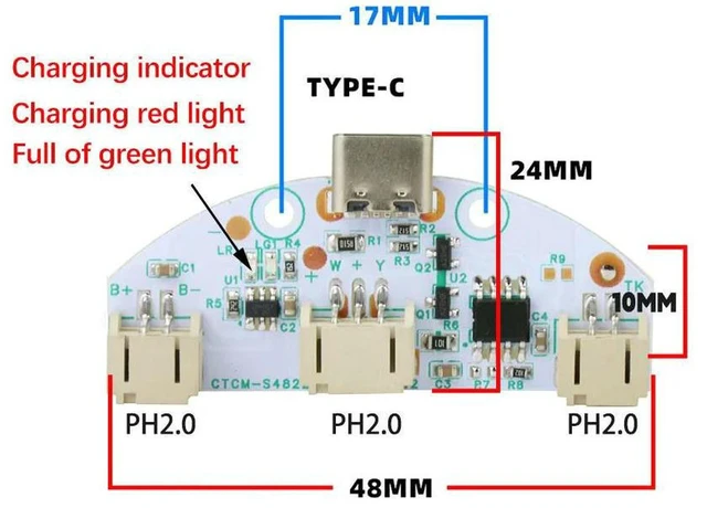 Alt view image 3 of 3 - Touch Stepless Dimming Control Board 5V Two-Color LED Lamp Driver Module LED Charging Management Circuit Board for DIY Beech Wooden Night Light and Handmade Decorative Lamp