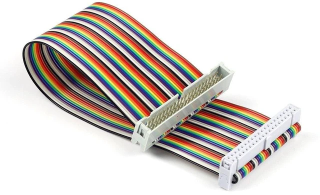 Main image of 40pin IDC Male to Female GPIO Ribbon Cable Flat Breadboard Jumper Wires Separable Assembly Kit for Raspberry Pi 5/3/2 Model B/B+ with 3.5/5 inch TFT Touch Screen LCD Display Rainbow 8inch