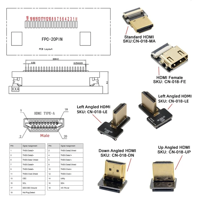 Alt view image 6 of 7 - HDMI Type-A Male Connector Standard HDMI Video Plug Right Angle 90 Degree Flat FPC 1080p HDMI Port Connector for Video Devices Compatible with FPV HDTV Cameras and Multicopter Aerial Photography 5pcs