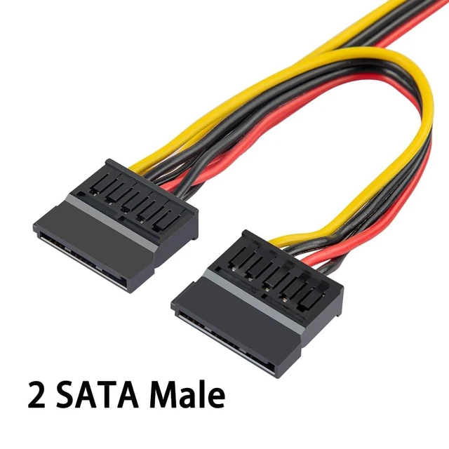 Alt view image 3 of 5 - DC 12V to 5V SATA Power Adapter Cable DC5525 Female 5.5mm x 2.5mm Connector to 2 SATA Male Power Supply Cable for HDD Step-Down Voltage Regulator 1007 18AWG Tinned Copper Wire 27inch