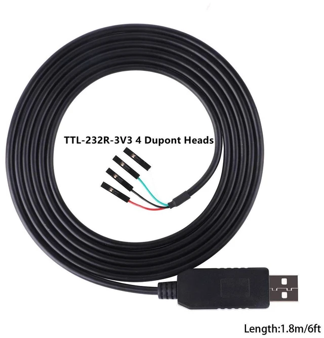 Alt view image 2 of 5 - TTL-232R-3V3 USB to TTL Serial Cable 3.3V 4-Pin Header UART Converter Adapter FT232RL USB 2.0 Full Speed Interface TXD RXD VCC GND 300 Baud to 3 Mbaud Compatible with Windows/Linux
