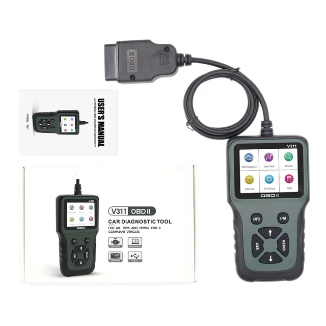 Alt view image 3 of 4 - Automotive Diagnostic Tool OBD2 EOBD Code Reader Odometer Mileage Programmer Auto Mileage Correction Tool On-Board Diagnostic Tester 2.8-inch TFT Display 8-36V Real-Time Data Waveform