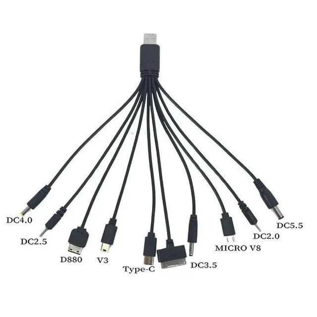 Alt view image 2 of 6 - 10-in-1 USB Charging Cable Universal Micro USB Charger Adapter Wire DC Plug Mobile Phone Charging Cord Phone Charger Cable USB Power Cable for Phones 20cm