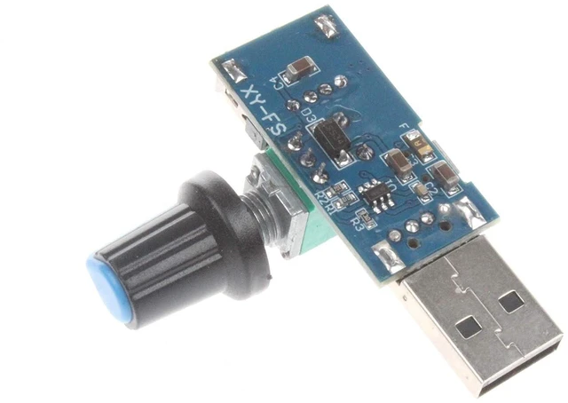 Alt view image 4 of 5 - 5V USB Fan Speed Controller Module Stepless DC Voltage Regulator with Switch DC 4-12V Input to 2.5-8V Output 5W Rated Power Knob Airflow Adjustment Pack of 2