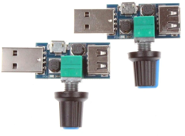 Alt view image 3 of 5 - 5V USB Fan Speed Controller Module Stepless DC Voltage Regulator with Switch DC 4-12V Input to 2.5-8V Output 5W Rated Power Knob Airflow Adjustment Pack of 2
