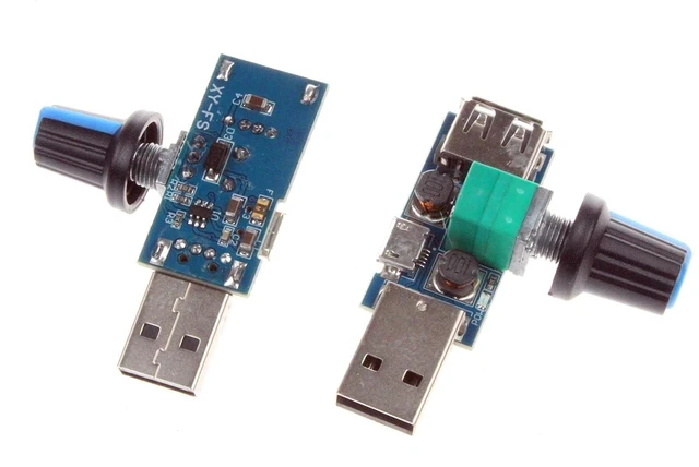 Alt view image 5 of 5 - 5V USB Fan Speed Controller Module Stepless DC Voltage Regulator with Switch DC 4-12V Input to 2.5-8V Output 5W Rated Power Knob Airflow Adjustment Pack of 2