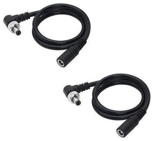 Main image of DC Extension Cable 5.5mm x 2.1mm 90 Degree Right Angle Power Extension Wire Male to Female Cable with Lock Nut For 12V Power Adapter and CCTV Security Camera 2 Pack 0.5M/1.65FT