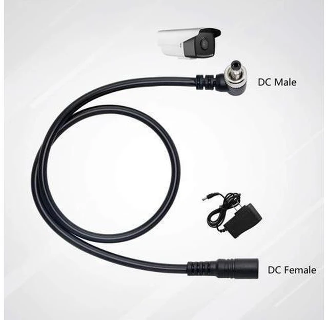 Alt view image 6 of 7 - DC Extension Cable 5.5mm x 2.1mm 90 Degree Right Angle Power Extension Wire Male to Female Cable with Lock Nut For 12V Power Adapter and CCTV Security Camera 2 Pack 0.5M/1.65FT