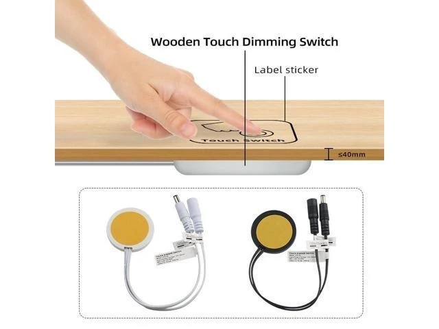 Alt view image 7 of 7 - FTS-06 LED Touch Dimmer Switch DC12V/24V 5A 60W Wood Panel Hidden Surface Touch On/Off Switch Soft Dimming Control Concealed Installation for LED Light Strips White
