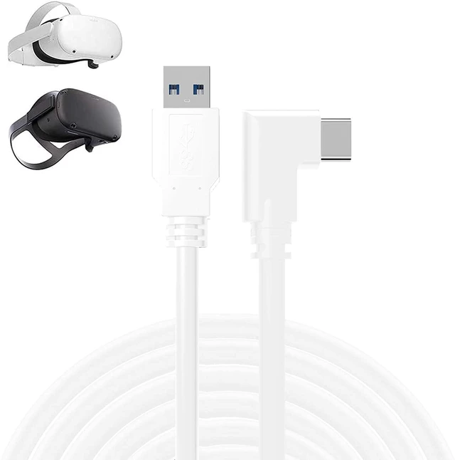 Main image of USB C Link Cable USB 3.2 Gen 1 VR Headset Data Cable USB 3.0 to USB C High Speed Transfer Fast Charging Extension Cable 90 Degree Right Angle Connector For Quest 2 Gaming PC 16ft 16feet 5M
