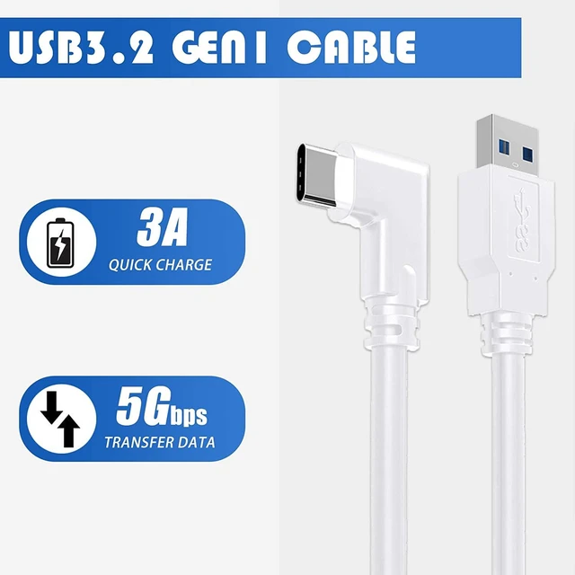 Alt view image 2 of 7 - USB C Link Cable USB 3.2 Gen 1 VR Headset Data Cable USB 3.0 to USB C High Speed Transfer Fast Charging Extension Cable 90 Degree Right Angle Connector For Quest 2 Gaming PC 16ft 16feet 5M