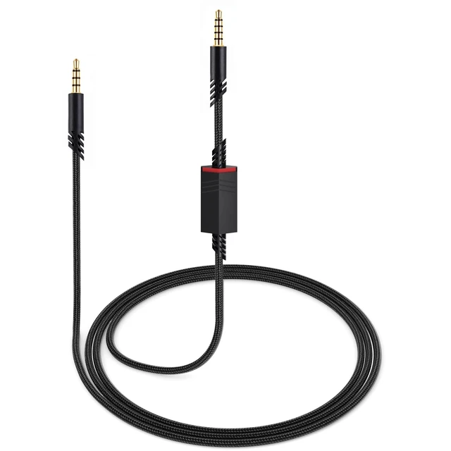 Alt view image 7 of 7 - A40 Audio Cable Detachable Headset Cord with Inline Mic Mute Switch 3.5mm TRRRS 5-Pole Male to 3.5mm TRRS 4-Pole Male Cable Braided Nylon Copper Wire Gold-Plated Tips Black 6ft Long