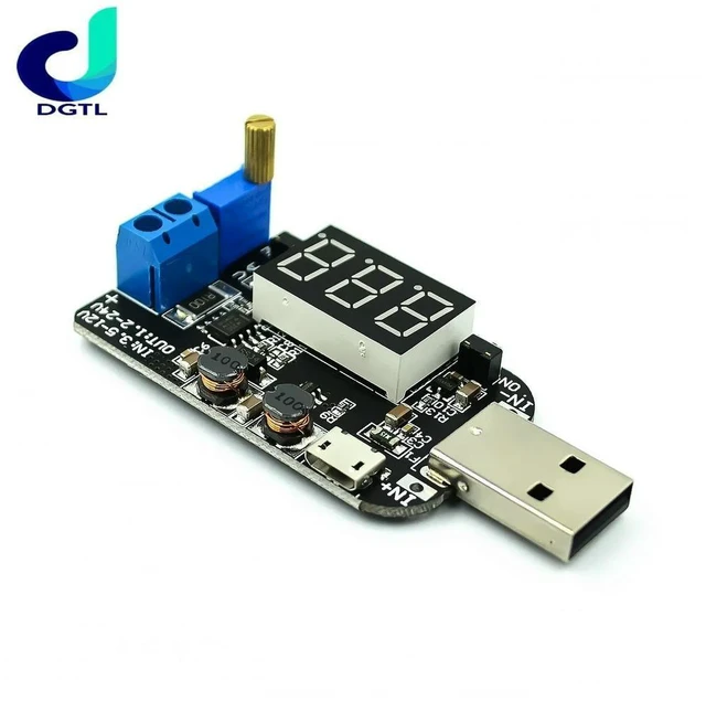 Alt view image 2 of 3 - Adjustable USB Micro USB Buck-Boost Power Supply Module 5V Input to 3.3V/9V/12V/18V/24V Output Voltage Regulator Module with LED Display