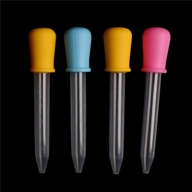 Alt view image 2 of 6 - 5ml Small Silicone Plastic Medicine Dropper - Graduated Liquid Measuring Pipette - Eye and Ear Liquid Feeding Dropper for School Supplies - 2pcs 2 Colors