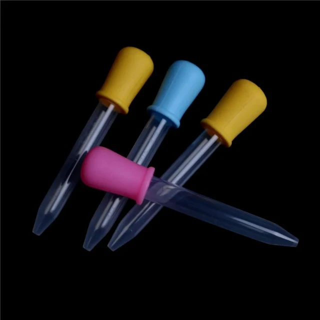 Alt view image 3 of 6 - 5ml Small Silicone Plastic Medicine Dropper - Graduated Liquid Measuring Pipette - Eye and Ear Liquid Feeding Dropper for School Supplies - 2pcs 2 Colors