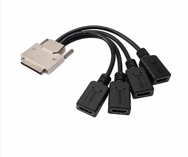Main image of VHDCI SCSI 68Pin Male to 4-Port HDMI Female Breakout Cable Adapter Multi-Monitor Display Splitter for Graphics Cards HDMI 1.4b Up to 1920x1080 Multi-Screen Output