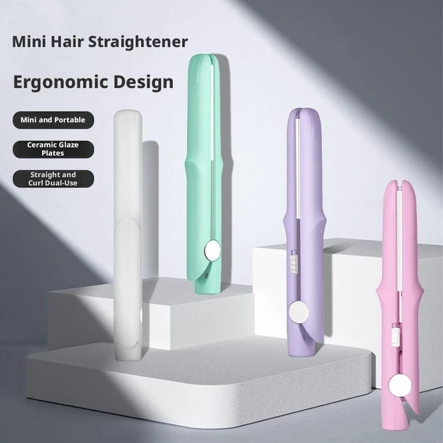 Alt view image 6 of 7 - 2-in-1 Hair Curler and Straightener Mini Portable Ceramic Flat Iron Dual-Use Hair Styling Tool Bangs Styler with Anti-Scald Design for Dormitory Travel Taro Purple