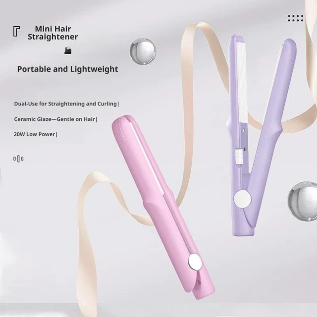 Alt view image 7 of 7 - 2-in-1 Hair Curler and Straightener Mini Portable Ceramic Flat Iron Dual-Use Hair Styling Tool Bangs Styler with Anti-Scald Design for Dormitory Travel Taro Purple