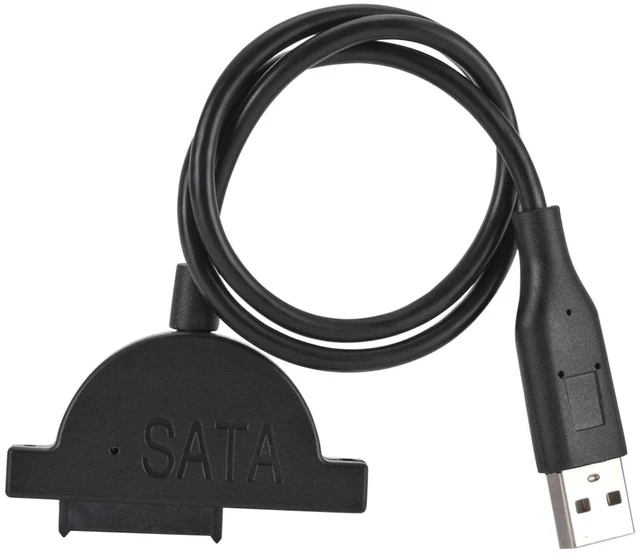 Alt view image 2 of 3 - Slim 13 Pin SATA Female to USB 2.0 Adapter Cable Optical Drive Converter with Fixing Screws Plug and Play External USB Drive Interface for 9.5mm/12.7mm Laptop CD DVD Drives 480Mb/s