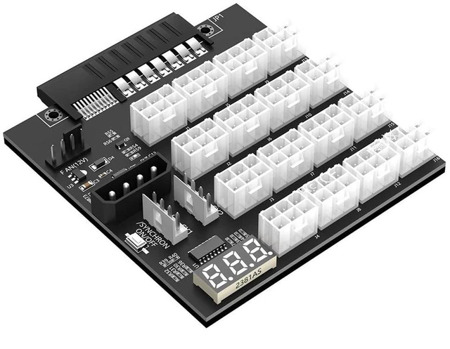 Main image of ATX 12x6Pin Power Supply Breakout Board Adapter 12 PCIe 6Pin Ports 12V Output 12Amp/1800Watts LED Voltage Meter Display Flash LED Electronic On/Off Switch for Mining Graphics Card Power