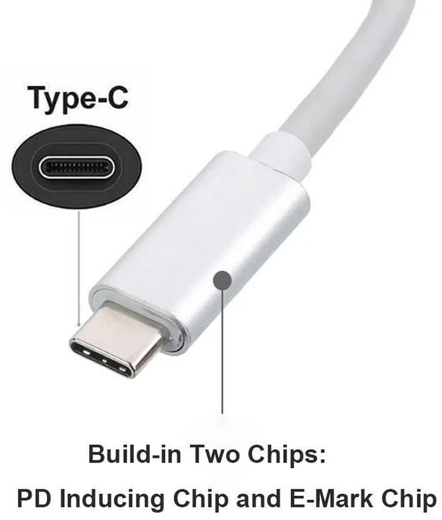 Alt view image 4 of 7 - 100W USB-C to MagSafe 2 T-Tip PD Power Charging Cable Adapter 15V-20V 3A-5A Input 100W Output Compatible with Apple MacBook Air/Pro A1436/A1466/A1465/MD223/A1435/A1502/A1398/A1424
