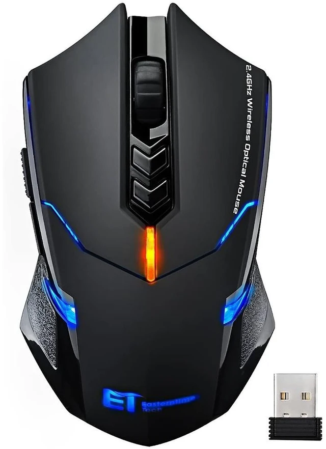 Main image of 2.4G Wireless Optical Mouse 7-Button Silent Click Cordless Computer Mouse with 5 Adjustable DPI Levels 800/1200/1600/2000/2400 for Gaming and Office Compatible with Windows Mac Linux