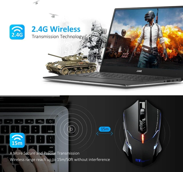 Alt view image 2 of 7 - 2.4G Wireless Optical Mouse 7-Button Silent Click Cordless Computer Mouse with 5 Adjustable DPI Levels 800/1200/1600/2000/2400 for Gaming and Office Compatible with Windows Mac Linux