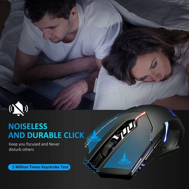 Alt view image 4 of 7 - 2.4G Wireless Optical Mouse 7-Button Silent Click Cordless Computer Mouse with 5 Adjustable DPI Levels 800/1200/1600/2000/2400 for Gaming and Office Compatible with Windows Mac Linux