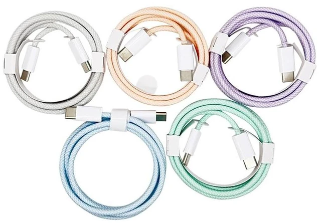Alt view image 4 of 5 - USB-C to USB-C Fast Charging Cable Braided PD Power Cord with 60W/100W High Power Delivery E-Marker Chip High-Speed Data Sync Wire For iPhone 15 Series Macaron