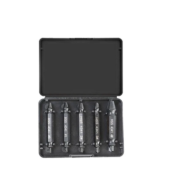 Alt view image 2 of 4 - Double-End Screw Extractor Set 4341 High Speed Steel Nitride Black Broken Bolt Remover Tool Kit for Stripped Slipped Damaged Rusted and Stuck Screws and Bolts Fluted Grip Design