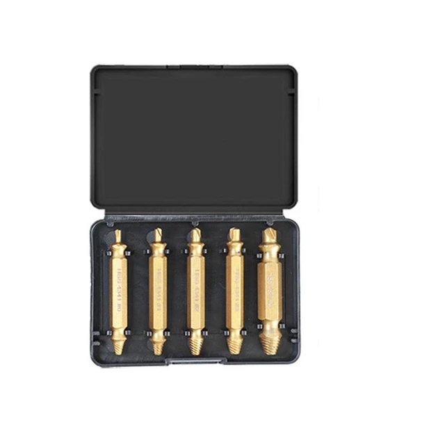Alt view image 4 of 4 - Double-End Screw Extractor Set 4341 High Speed Steel Nitride Black Broken Bolt Remover Tool Kit for Stripped Slipped Damaged Rusted and Stuck Screws and Bolts Fluted Grip Design