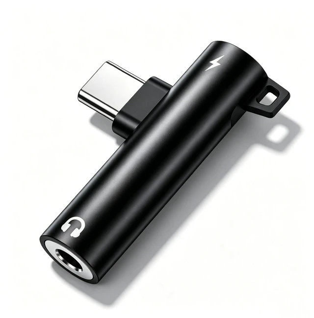 Alt view image 3 of 5 - 2-in-1 Type-C to 3.5mm Audio Adapter Type-C Headphone Converter with Charging Port Aluminum Alloy Dual-Port Audio Adapter for HD Music Gaming Voice Chat and Phone Calls Black