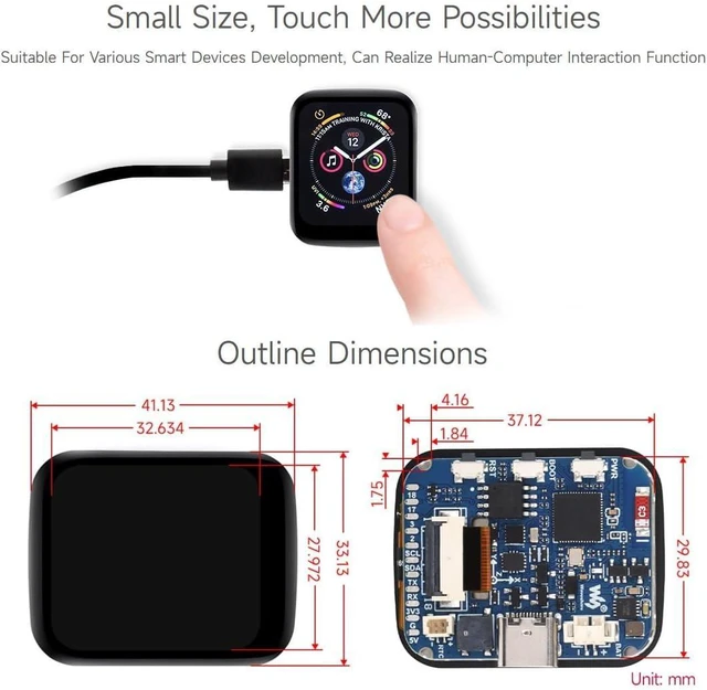 Alt view image 4 of 6 - ESP32-S3 Development Board with 1.69inch Capacitive Touch Display 240x280 Pixels 262K Color Micro LCD 2.4GHz Wi-Fi Bluetooth 5 LE 6-Axis IMU 8MB PSRAM and 16MB Flash