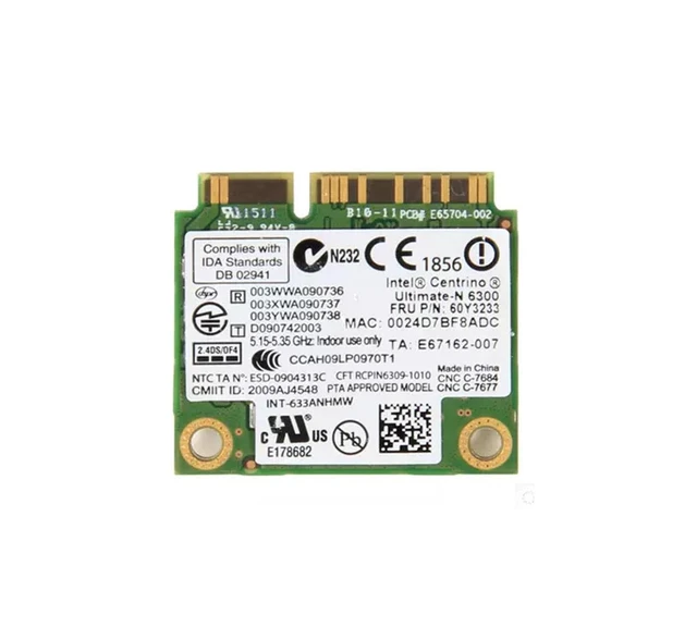 Alt view image 2 of 2 - 633ANHMW WiFi Card Intel Ultimate-N 6300 Wireless Network Adapter 802.11 abgn WiFi Card FRU 60Y3233 572511-001 Special Edition BIOS For T410/T420/X230/T430/T530